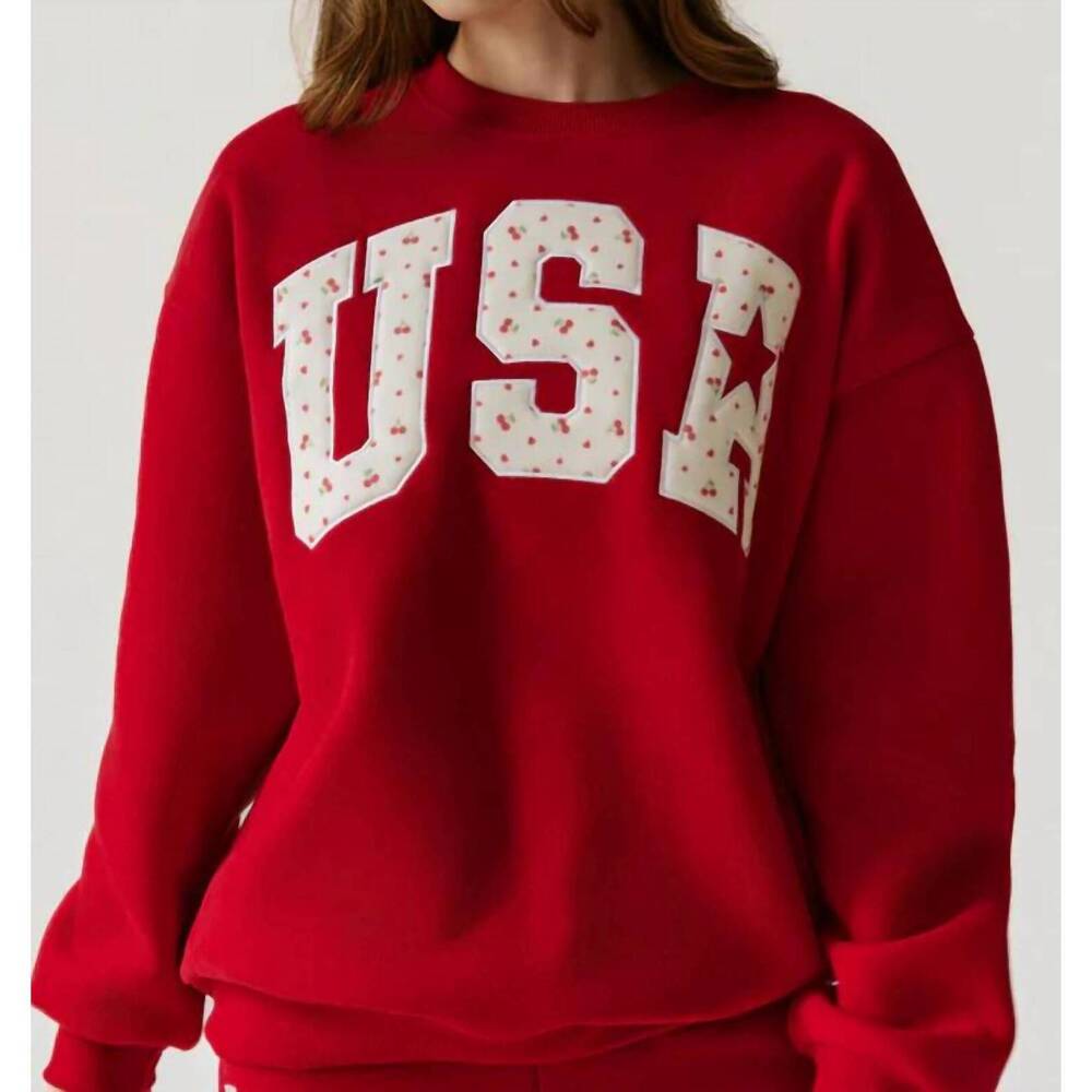 NEW THE HAPPY CAMP3R women's usa crewneck sweatshirt in red